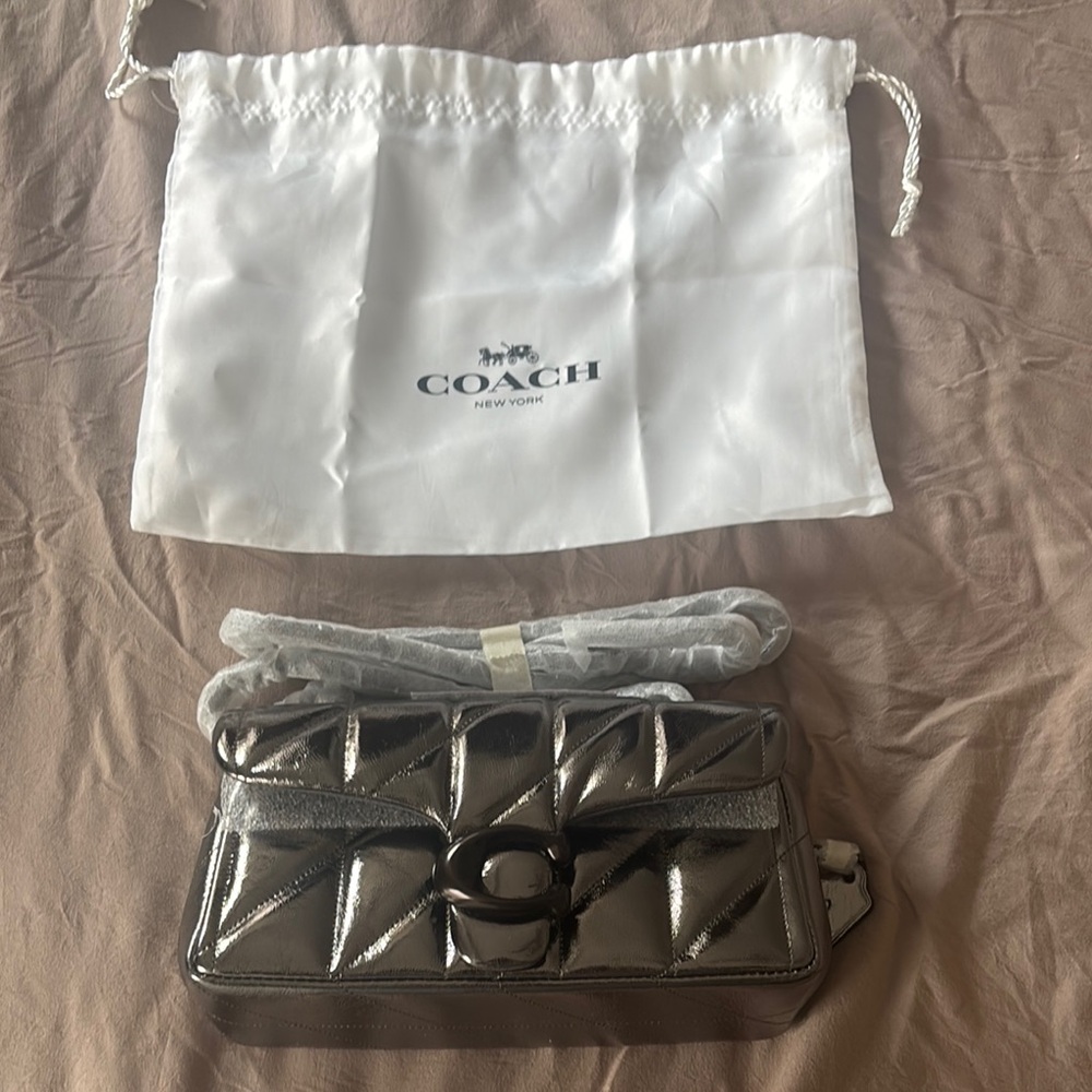 Coach Shiny Silver Quilted Bag